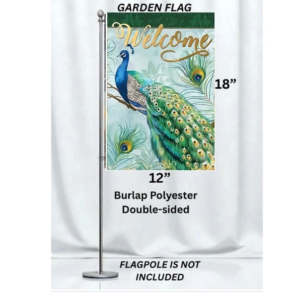 Garden flag,12”x18” Peacock Blue/green,thick burlap polyester double-sided - Picture 10 of 16
